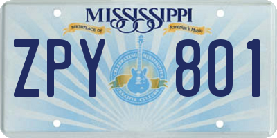 MS license plate ZPY801