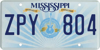 MS license plate ZPY804