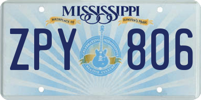 MS license plate ZPY806
