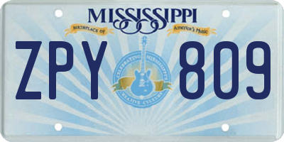 MS license plate ZPY809