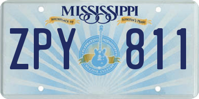 MS license plate ZPY811