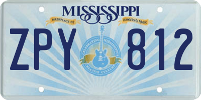 MS license plate ZPY812