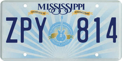 MS license plate ZPY814
