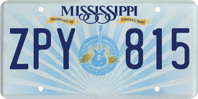 MS license plate ZPY815
