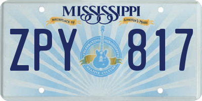 MS license plate ZPY817