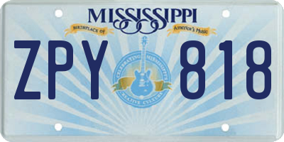 MS license plate ZPY818