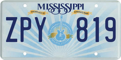 MS license plate ZPY819