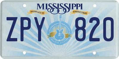 MS license plate ZPY820