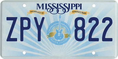 MS license plate ZPY822