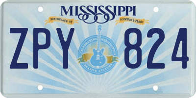 MS license plate ZPY824