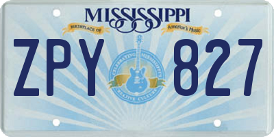 MS license plate ZPY827