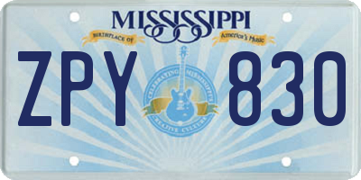 MS license plate ZPY830