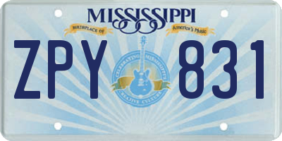 MS license plate ZPY831