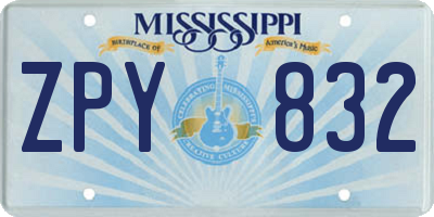 MS license plate ZPY832