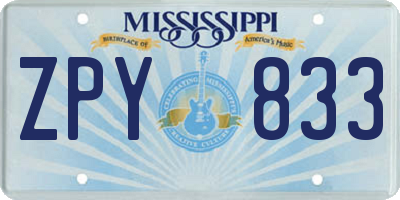 MS license plate ZPY833