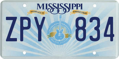 MS license plate ZPY834