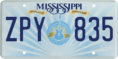 MS license plate ZPY835