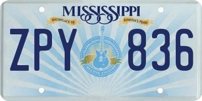 MS license plate ZPY836