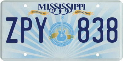 MS license plate ZPY838