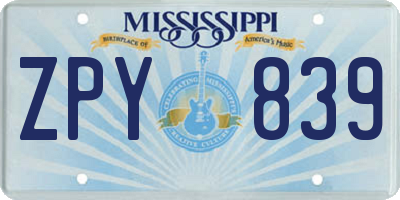 MS license plate ZPY839
