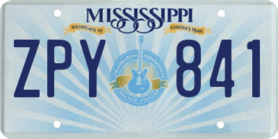 MS license plate ZPY841