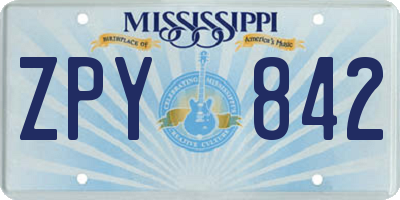 MS license plate ZPY842