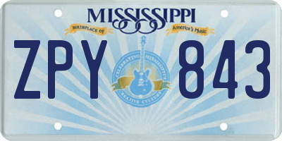 MS license plate ZPY843