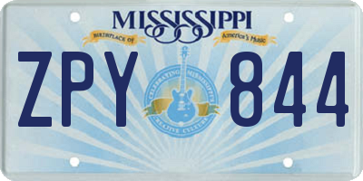 MS license plate ZPY844
