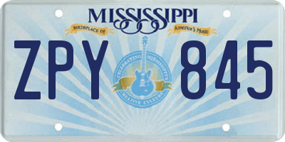 MS license plate ZPY845