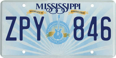MS license plate ZPY846