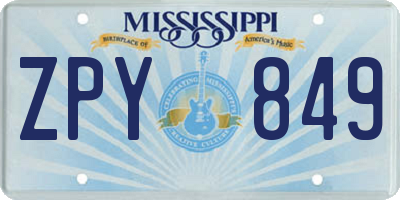 MS license plate ZPY849
