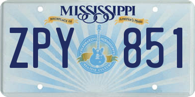 MS license plate ZPY851