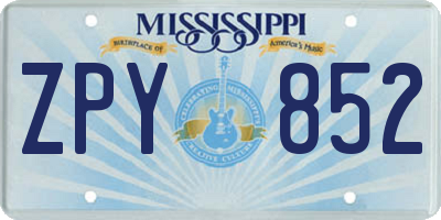 MS license plate ZPY852