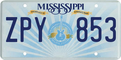 MS license plate ZPY853