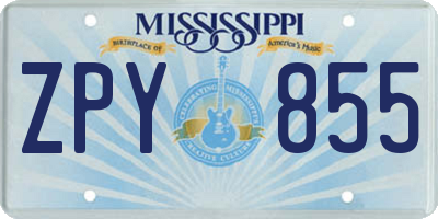 MS license plate ZPY855