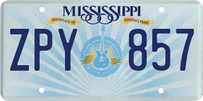 MS license plate ZPY857