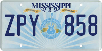 MS license plate ZPY858