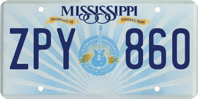 MS license plate ZPY860