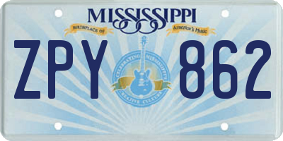MS license plate ZPY862