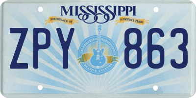 MS license plate ZPY863