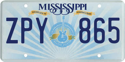 MS license plate ZPY865