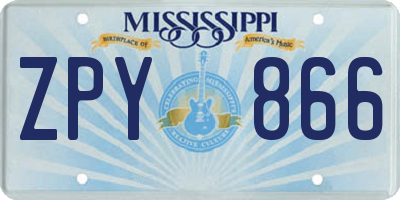 MS license plate ZPY866