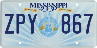 MS license plate ZPY867