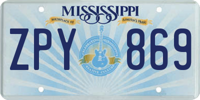 MS license plate ZPY869