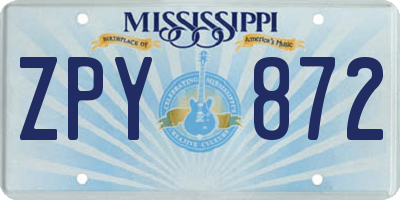MS license plate ZPY872