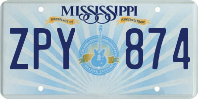 MS license plate ZPY874
