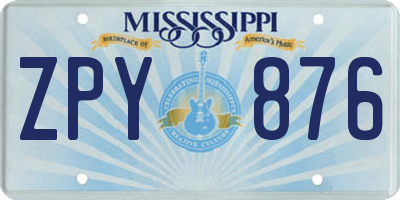 MS license plate ZPY876