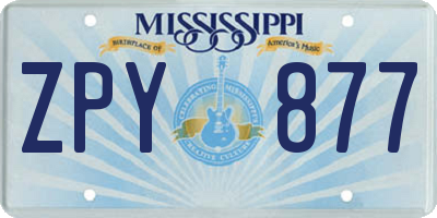 MS license plate ZPY877