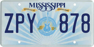 MS license plate ZPY878