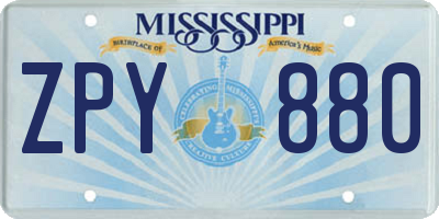 MS license plate ZPY880